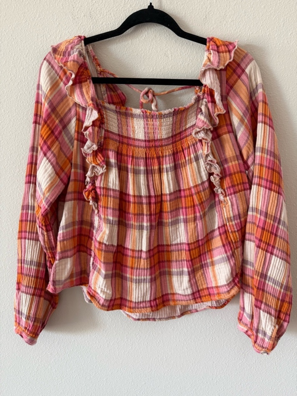 We the Free Siena Plaid Pullover Top Medium - Picture 2 of 6
